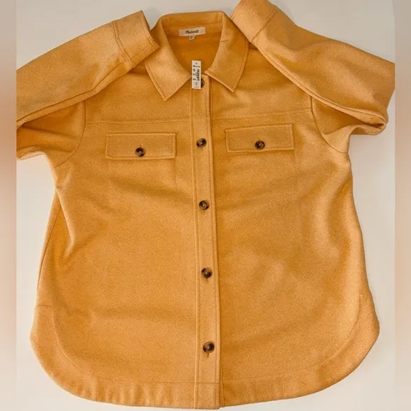 NWT Madewell Brushed Herringbone Shirt Jacket Candle‎ Flame Shacket size Small