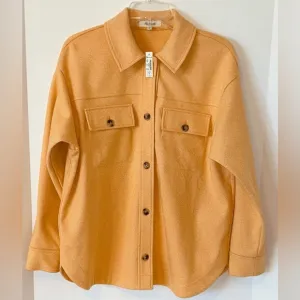 NWT Madewell Brushed Herringbone Shirt Jacket Candle‎ Flame Shacket size Small