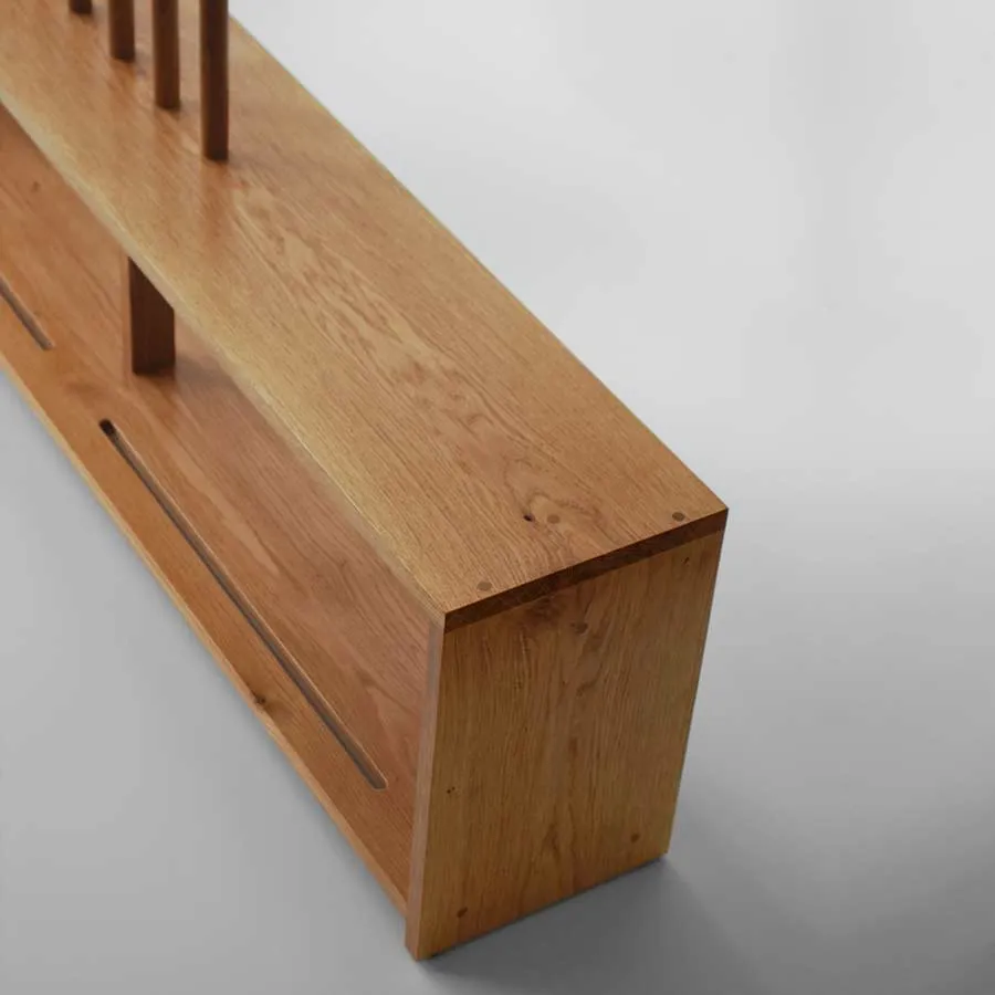 Oak Welly and Shoe Rack with Seat (4 pair)