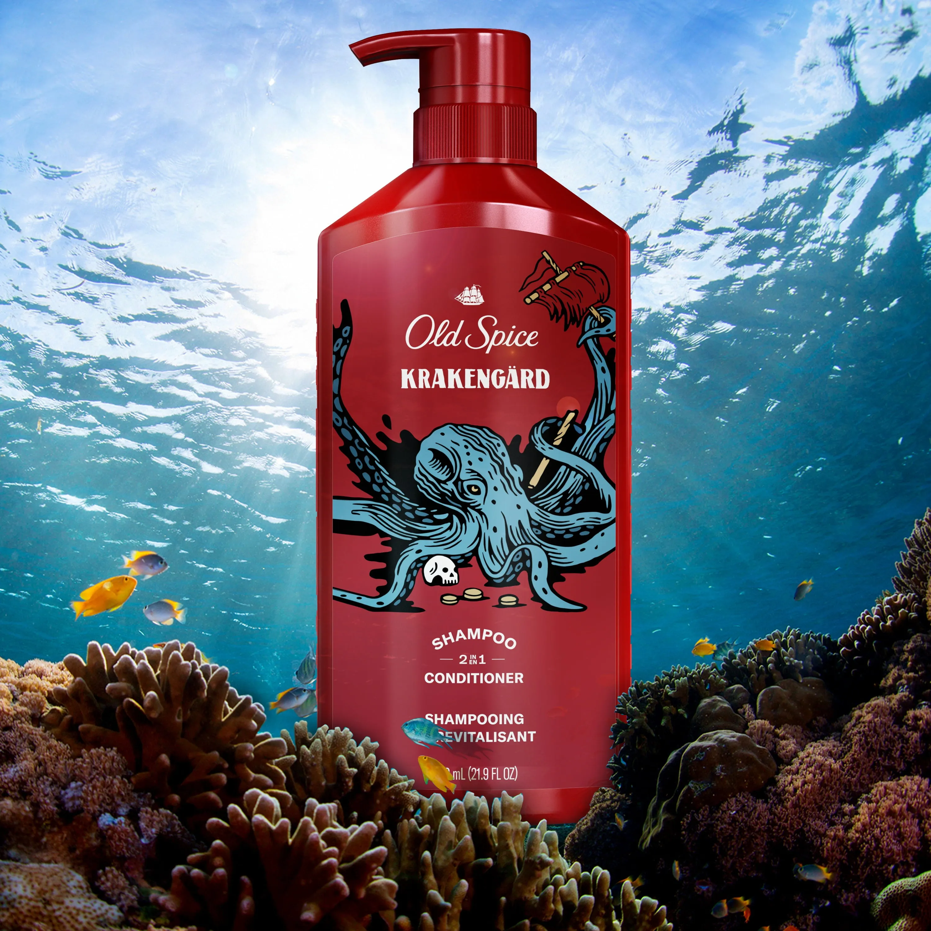 Old Spice 2in1 Mens Shampoo and Conditioner, Krakengard, 22 fl oz