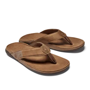 OluKai Mens Tuahine Waterproof Leather Sandals - Toffee