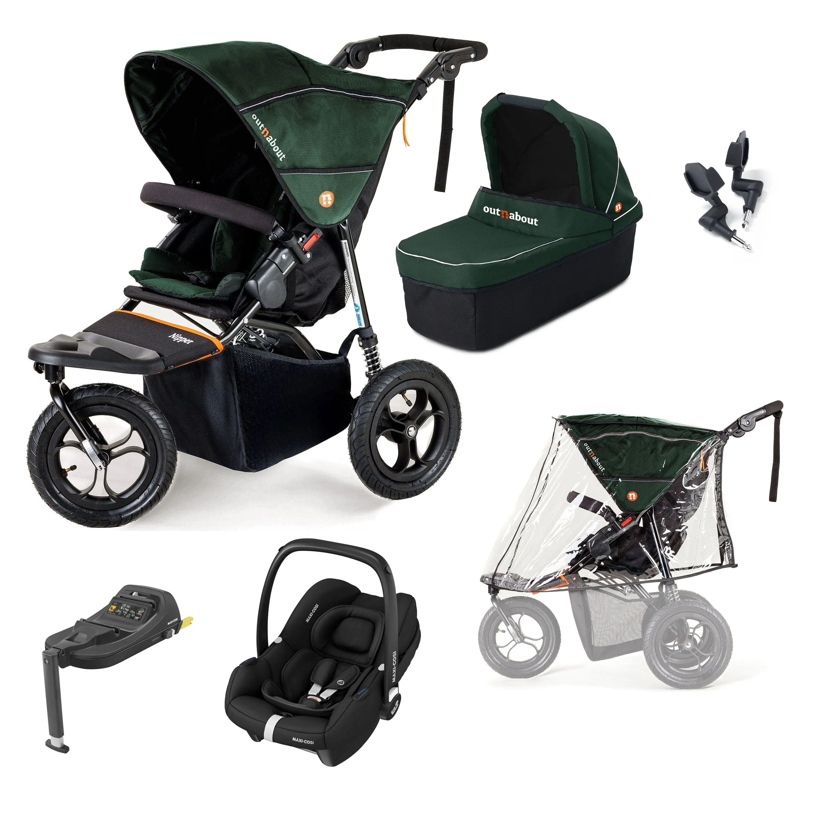 Out n About Nipper Single Maxi-Cosi Starter Kit in Sycamore Green