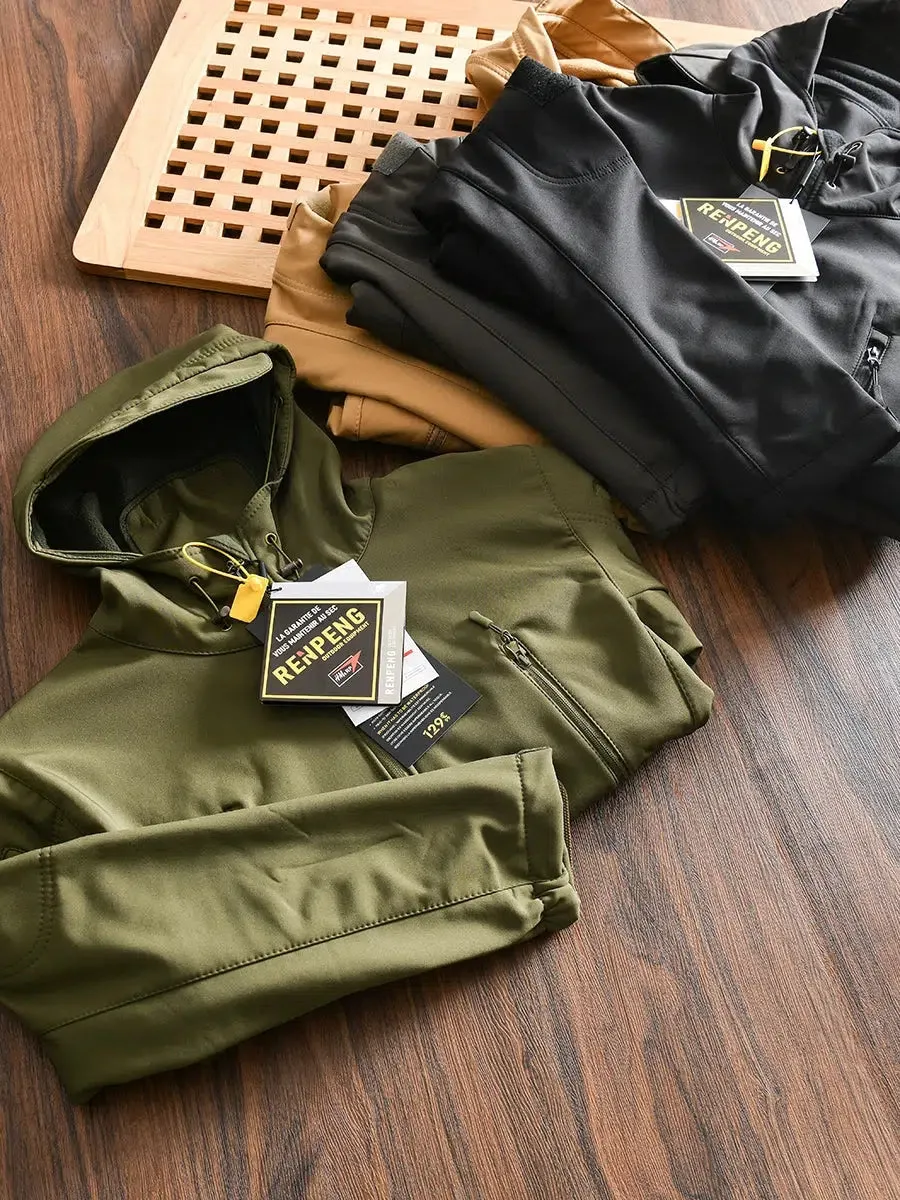 Outdoor Velvet Waterproof Hooded Jacket