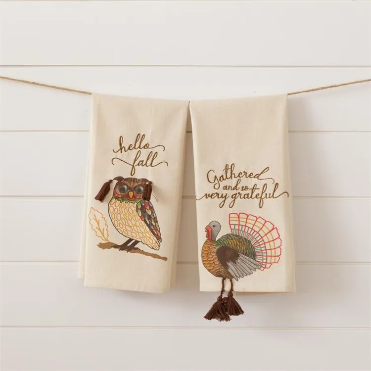 Owl And Turkey Tea Towel