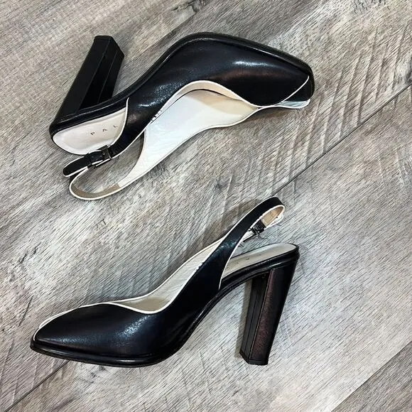 Paloma Black Peep Toe Sling-Back Heels Pumps 6