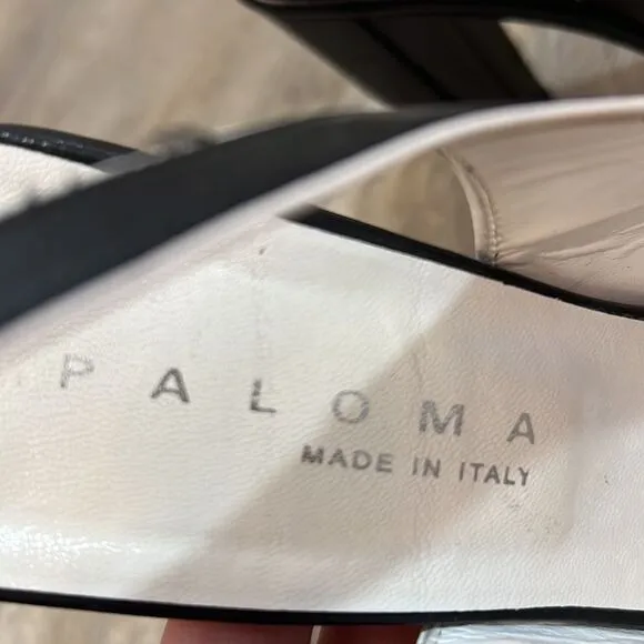 Paloma Black Peep Toe Sling-Back Heels Pumps 6