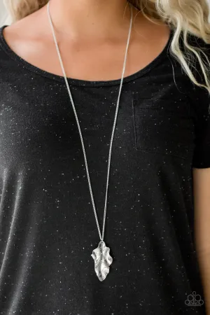 Paparazzi Fiercely Fall - Silver Leaf Necklace