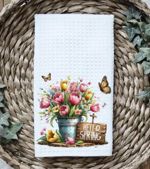 Personalized Spring Kitchen Towel - Spring Decor - Spring Tea Towel, Easter Gift