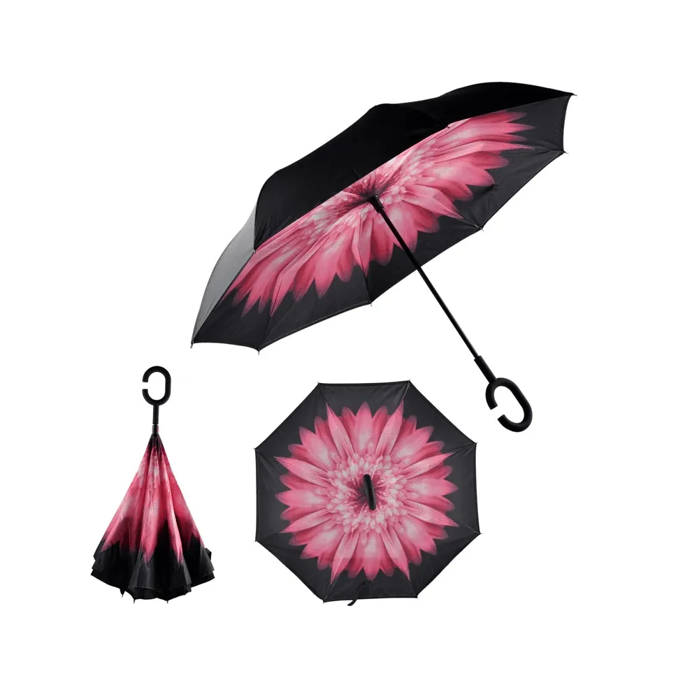 Pink Flower Reversible Umbrella