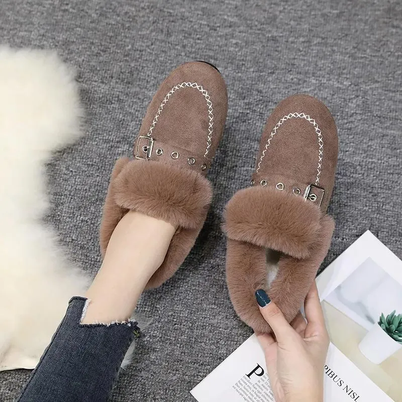 Plus Velvet Warm Snow Wool Shoes Women's Non-slip Flat Cotton Shoes Winter Korean Student Shoes