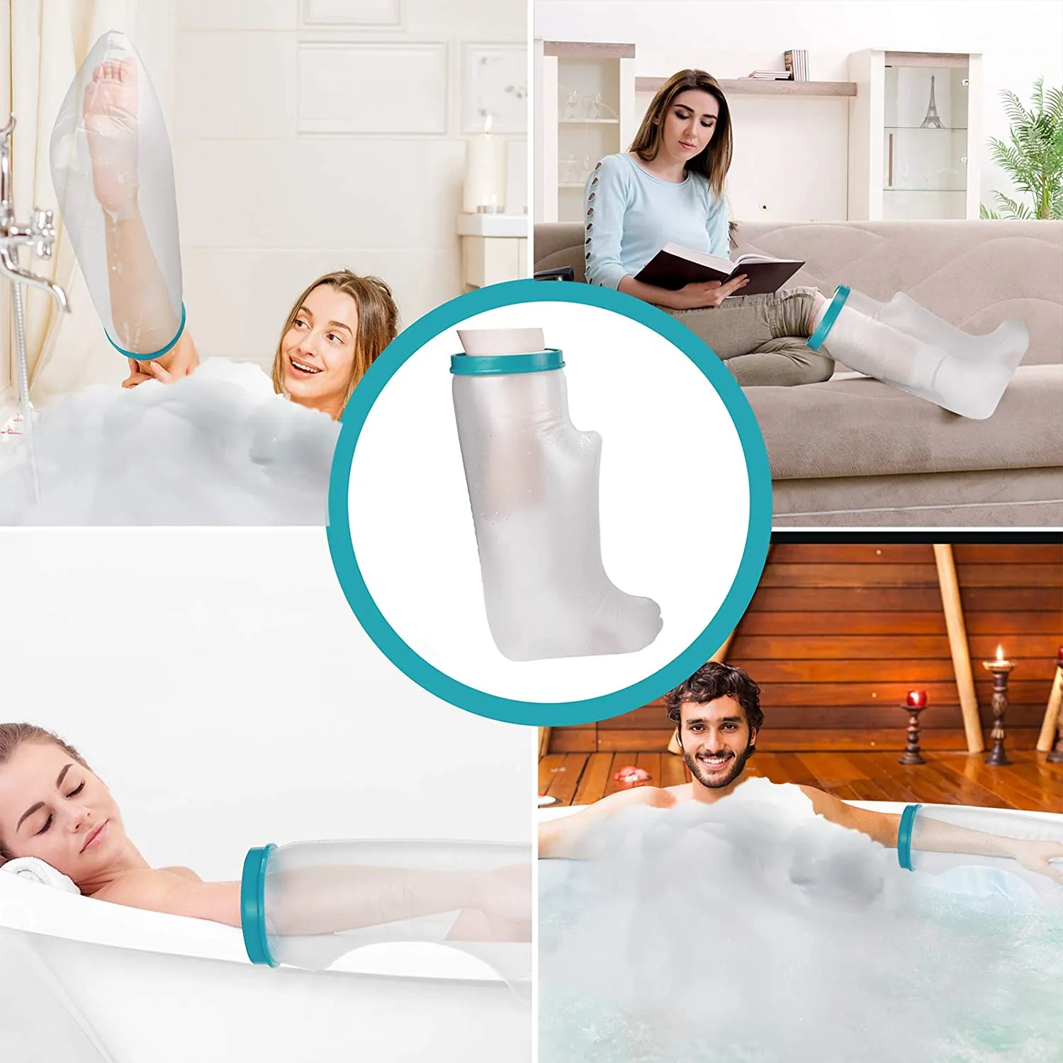 Polaland Waterproof Leg Cast Wound Cover for Shower Bath, Watertight Casts and Bandages Protector Sleeve Bag for Injury Recovery, Broken Bones Hands Wrists, Burns, Tattoos -Adult Short Leg