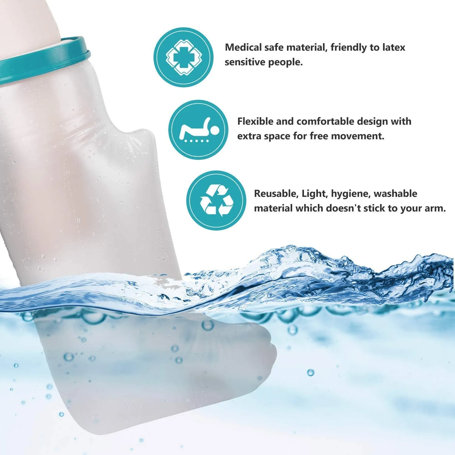 Polaland Waterproof Leg Cast Wound Cover for Shower Bath, Watertight Casts and Bandages Protector Sleeve Bag for Injury Recovery, Broken Bones Hands Wrists, Burns, Tattoos -Adult Short Leg