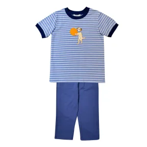 Pumpkin Applique Boy's Pants Set