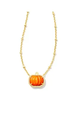 Pumpkin Short Pendant Necklace in Orange Mother of Pearl