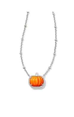 Pumpkin Short Pendant Necklace in Orange Mother of Pearl