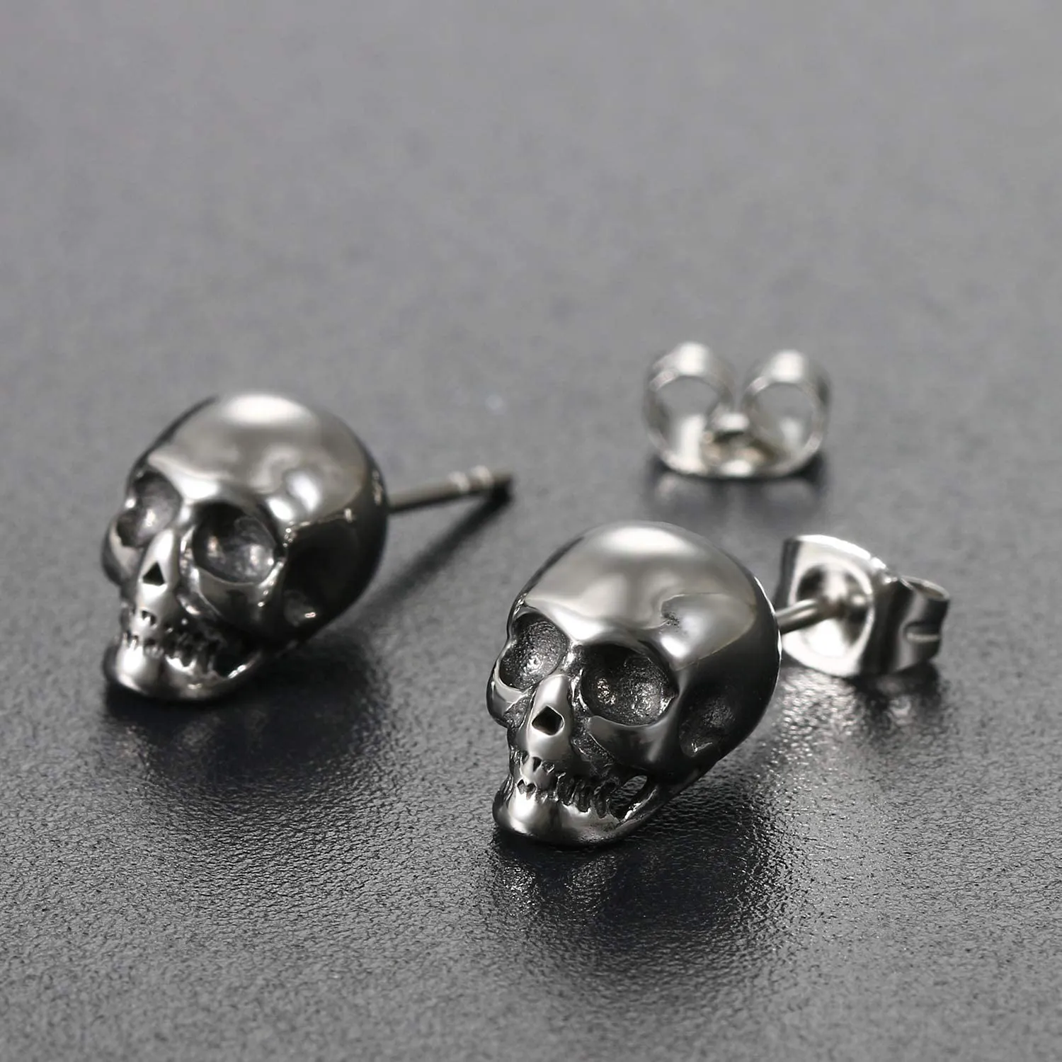 PUNK Stainless Steel Gothic Skull Stud Earrings