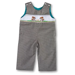 Puppy Chow Tiny Black Gingham Reversible Smocked Longall