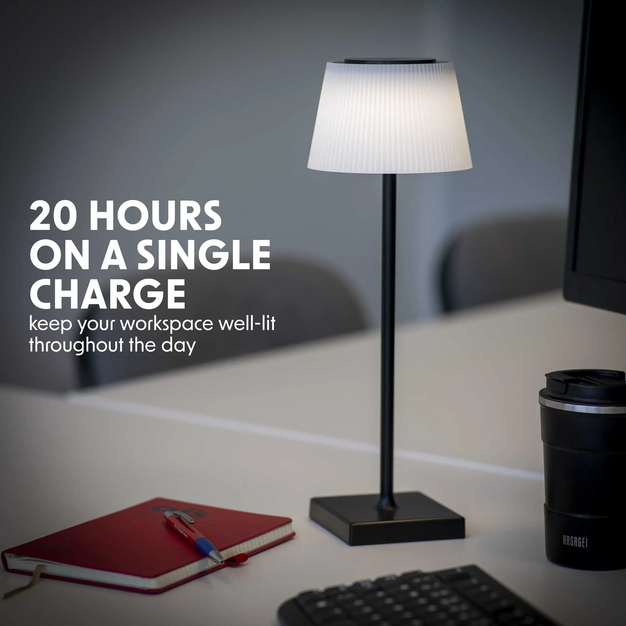 Rechargeable Table Lamp for Home, Office, Restaurants, RGB Colours - Black - DH212