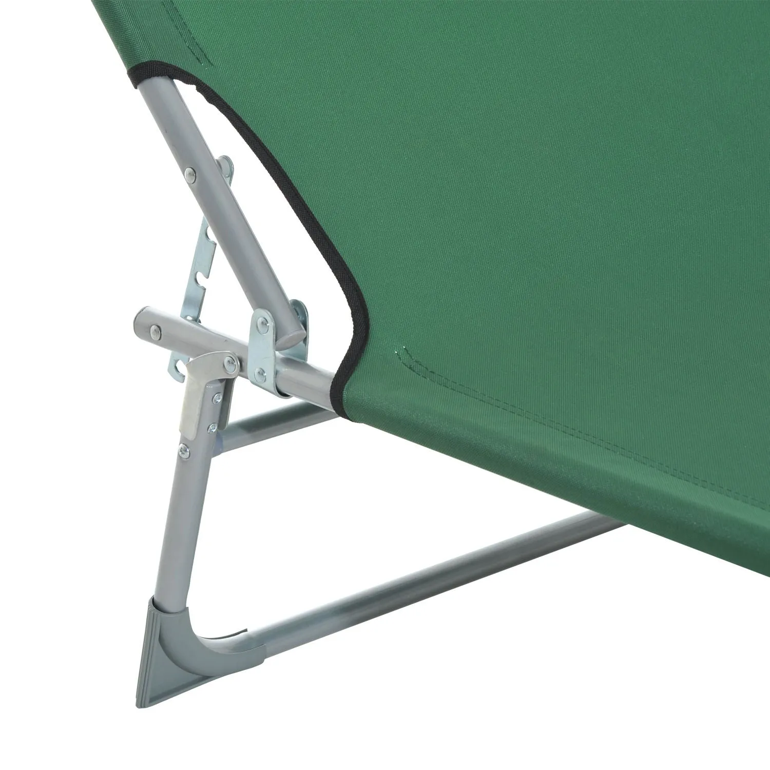 Reclining Sun Lounger Chair Folding Camping Bed with 4-Position Adjustable Backrest