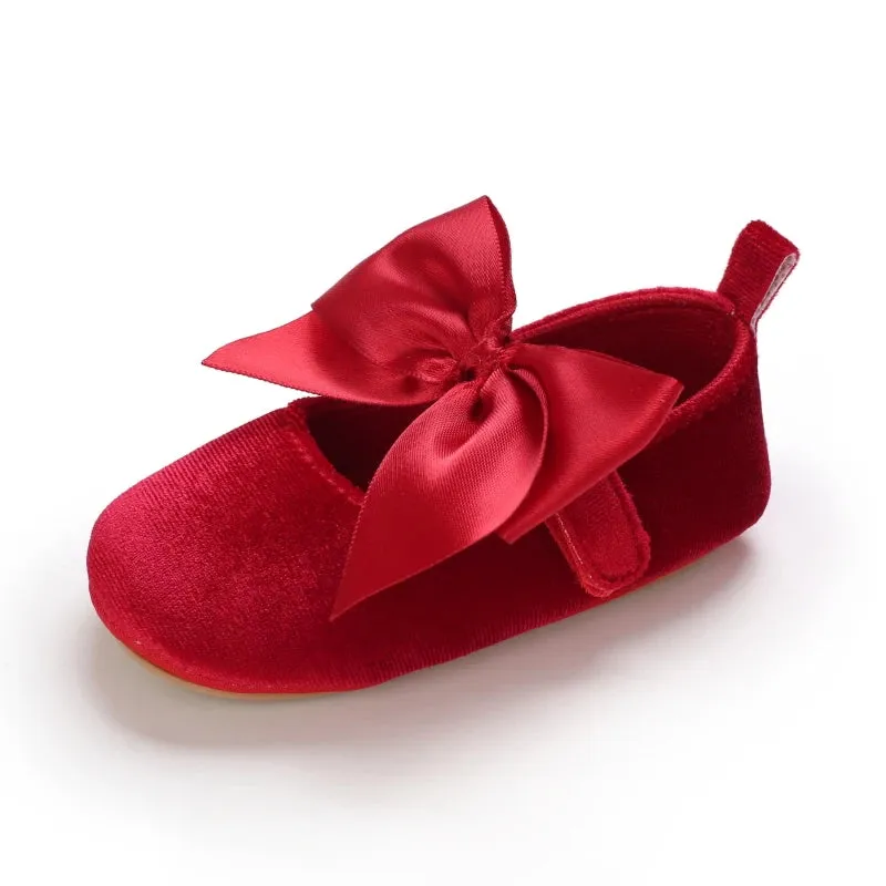 Red Bow Princess Baby Shoes – Anti-Slip Walking (Spring/Autumn)