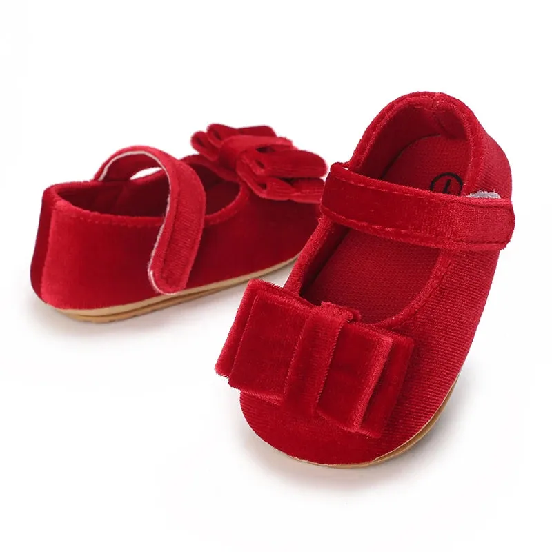 Red Bow Princess Baby Shoes – Anti-Slip Walking (Spring/Autumn)