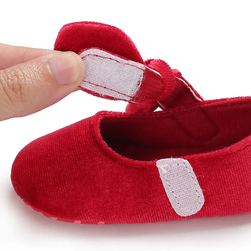 Red Bow Princess Baby Shoes – Anti-Slip Walking (Spring/Autumn)