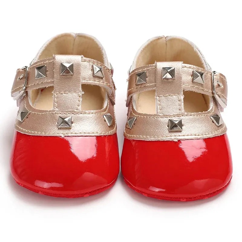 Red Bow Princess Baby Shoes – Anti-Slip Walking (Spring/Autumn)