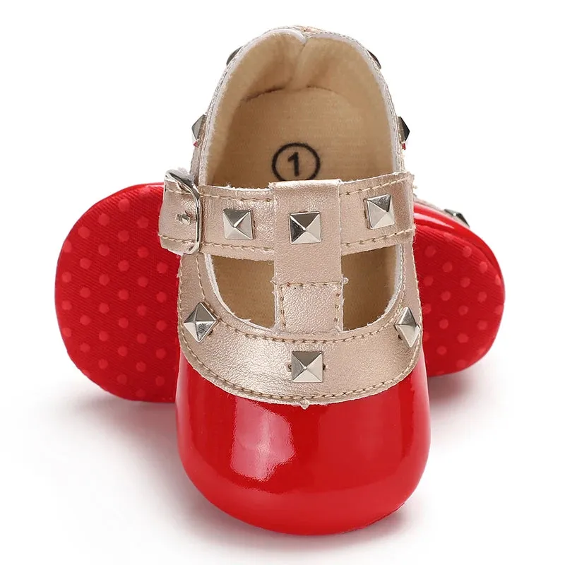 Red Bow Princess Baby Shoes – Anti-Slip Walking (Spring/Autumn)