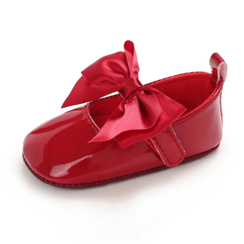 Red Bow Princess Baby Shoes – Anti-Slip Walking (Spring/Autumn)