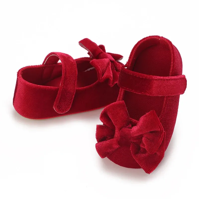 Red Bow Princess Baby Shoes – Anti-Slip Walking (Spring/Autumn)