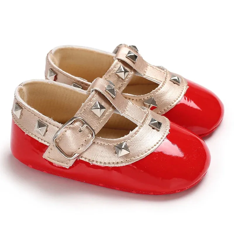 Red Bow Princess Baby Shoes – Anti-Slip Walking (Spring/Autumn)