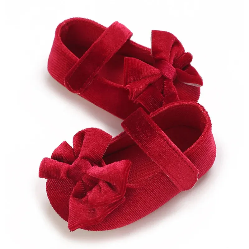 Red Bow Princess Baby Shoes – Anti-Slip Walking (Spring/Autumn)