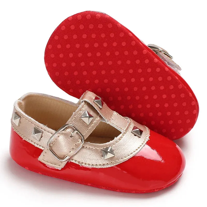 Red Bow Princess Baby Shoes – Anti-Slip Walking (Spring/Autumn)