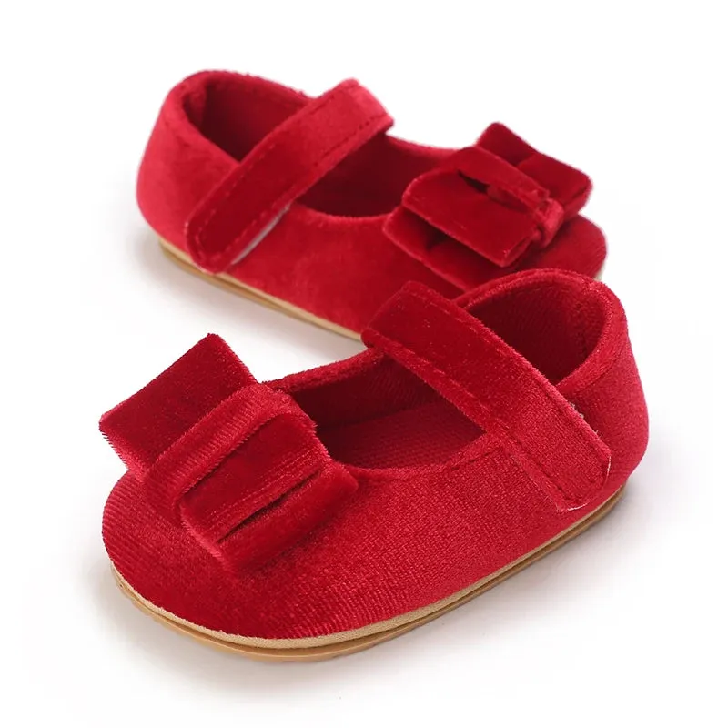 Red Bow Princess Baby Shoes – Anti-Slip Walking (Spring/Autumn)