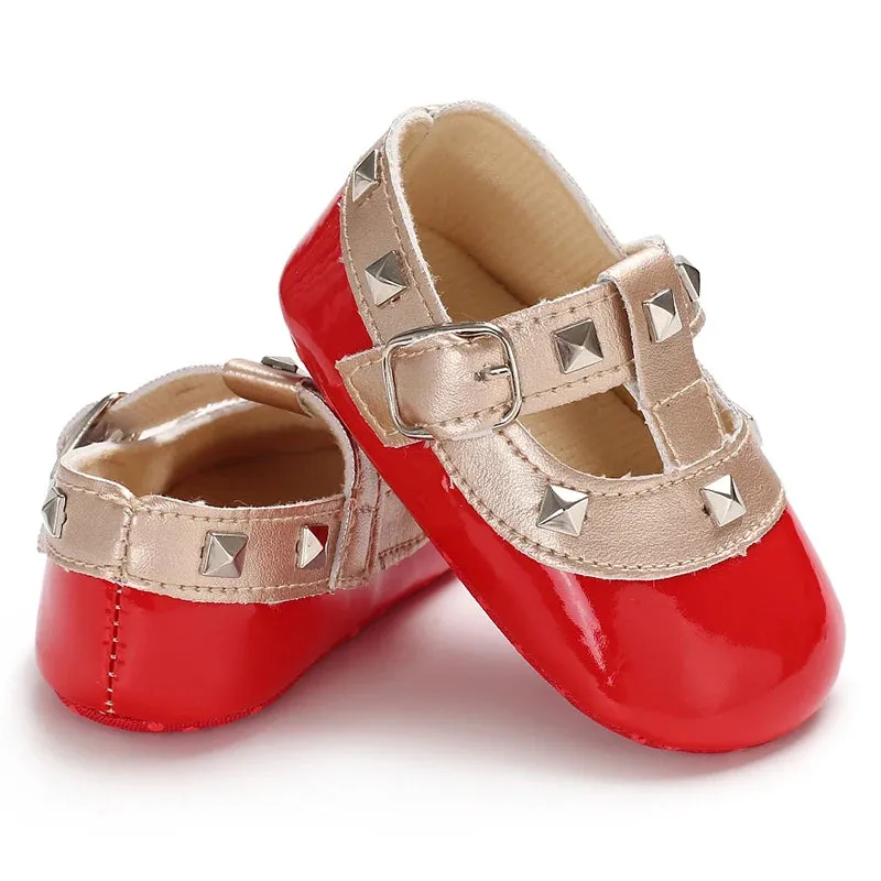 Red Bow Princess Baby Shoes – Anti-Slip Walking (Spring/Autumn)