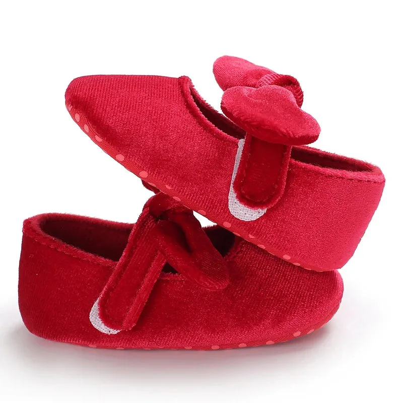 Red Bow Princess Baby Shoes – Anti-Slip Walking (Spring/Autumn)