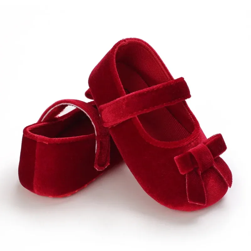 Red Bow Princess Baby Shoes – Anti-Slip Walking (Spring/Autumn)