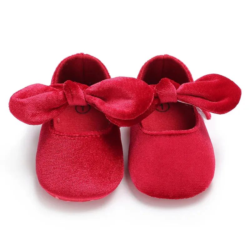 Red Bow Princess Baby Shoes – Anti-Slip Walking (Spring/Autumn)
