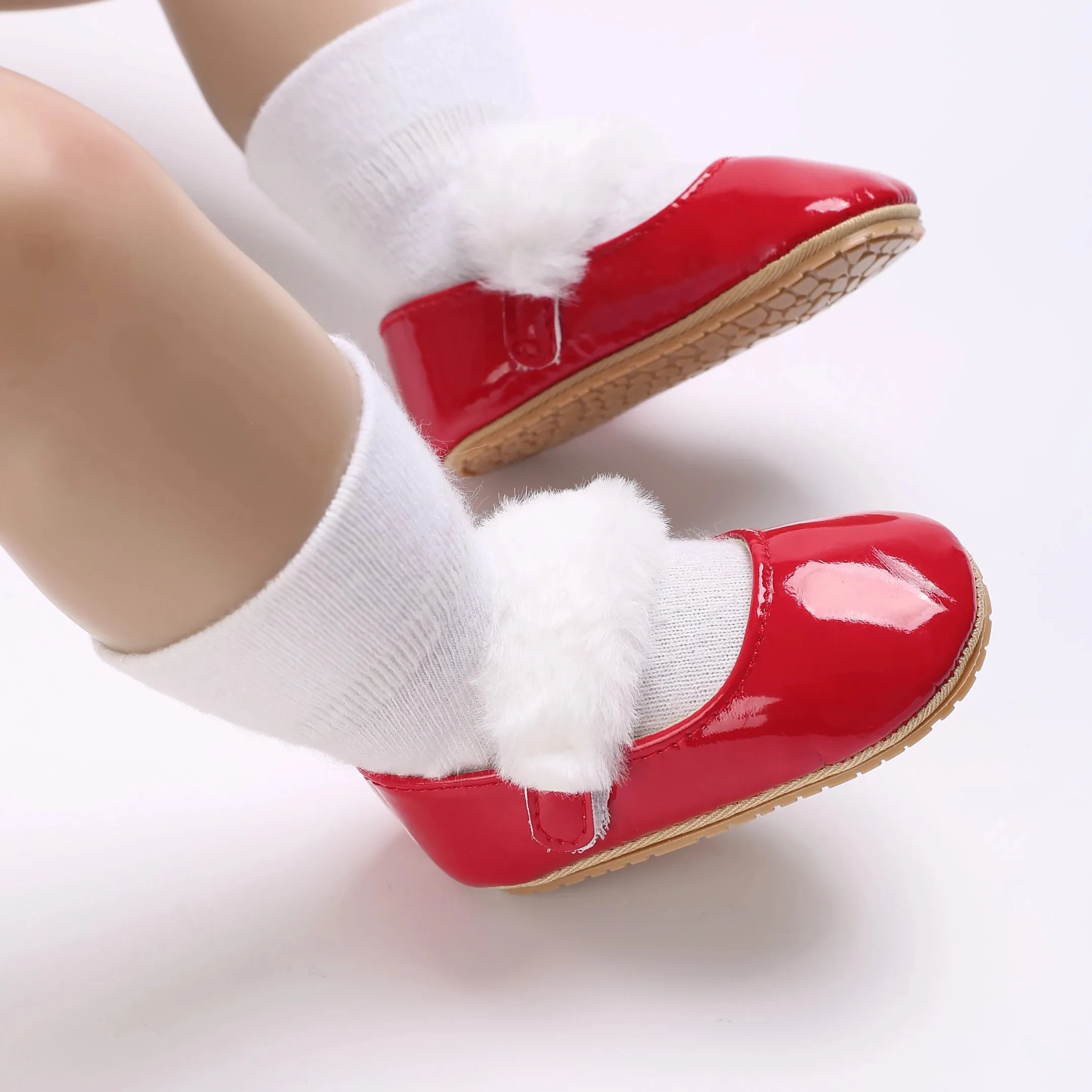 Red Bow Princess Baby Shoes – Anti-Slip Walking (Spring/Autumn)