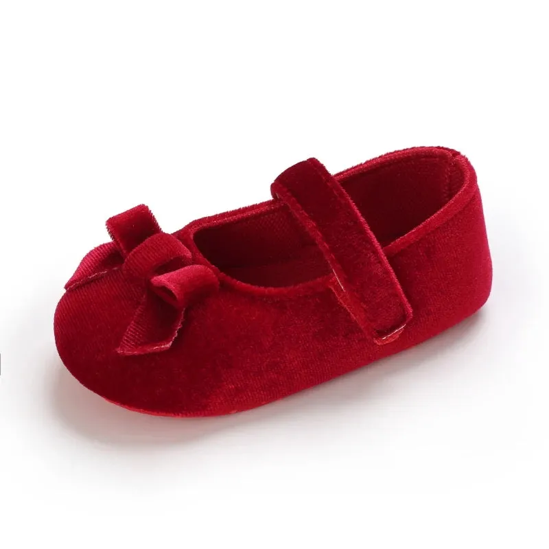 Red Bow Princess Baby Shoes – Anti-Slip Walking (Spring/Autumn)