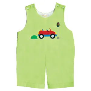 Red Car Lime Green Romper
