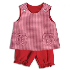 Red Gingham Reversible Blouse & Bloomers with Pockets