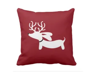 Reindeer Dachshund Holiday Accent Pillow