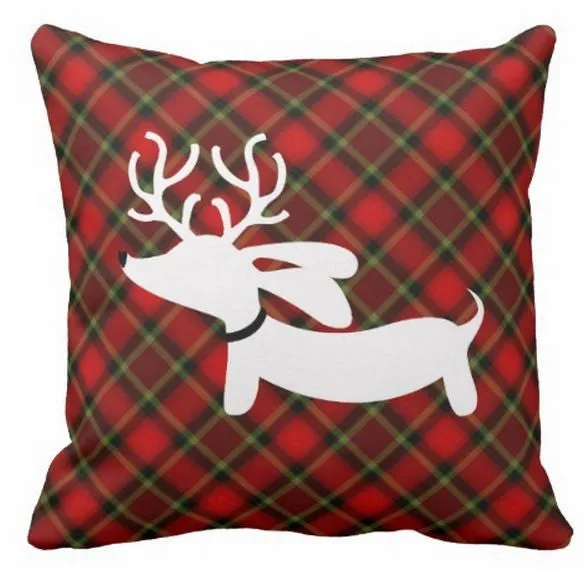Reindeer Dachshund Holiday Accent Pillow