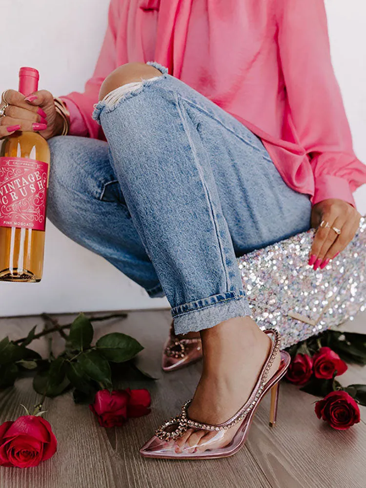 Rhinestone Pointed Toe Heels