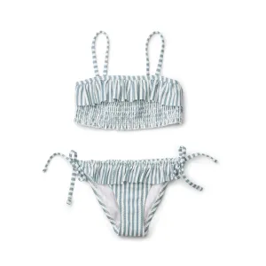 Riley Bikini Set - Y/D stripe: Sea blue/white