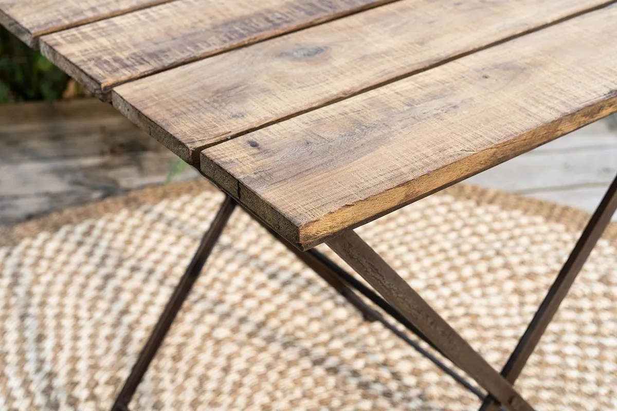 Rishikesh Reclaimed Wood & Iron Folding Table