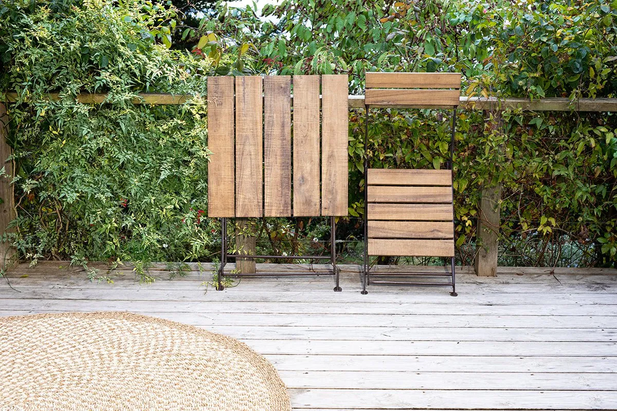 Rishikesh Reclaimed Wood & Iron Folding Table