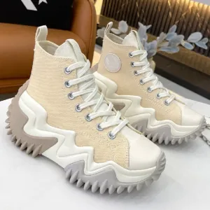 Round Toe Lace Up Sneakers Ladies Breathable Casual Shoes