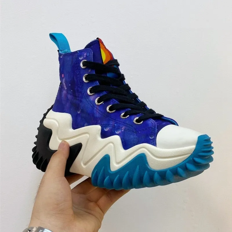 Round Toe Lace Up Sneakers Ladies Breathable Casual Shoes